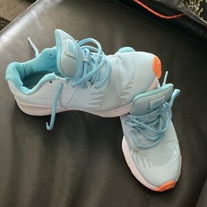 Kids Light Blue and Orange Sneakers